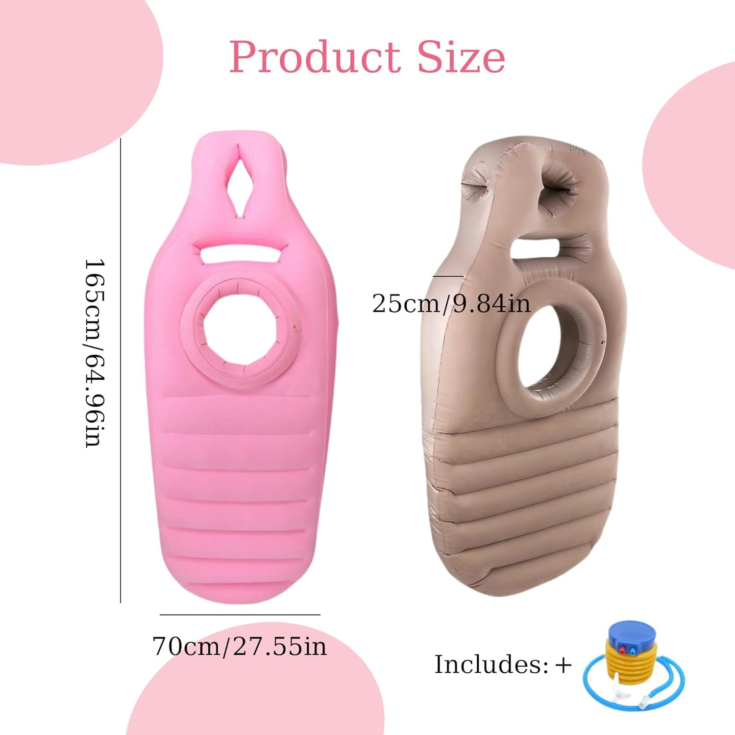Pregnancy Pillows for Sleeping: Full Body Pregnancy Pillow, 2025 New Inflatable Pregnancy Pillow with Hole, Maternity Pillow for Stomach Sleeping,Back Pain Relief,Pool Floating, Includes Pump (Pink)