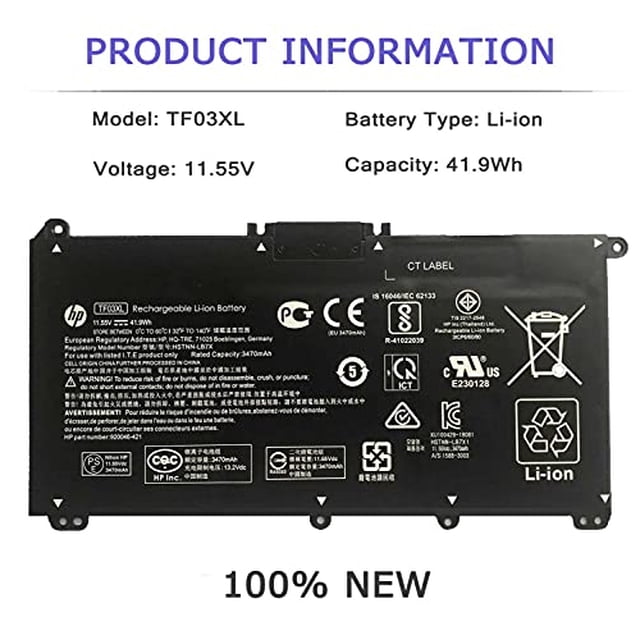 HP TF03XL TF03041XL Batería para HP Pavilion 15-CC 15-CD Serie 15-CC154CL 15-CC060WM 15-CC152OD 15-CC055OD 15-CD040WM 17-AR007CA 17-AR050WM 920046-121 421 541 920070-855 HSTNN-IB7Y LB7J LB7X UB7J