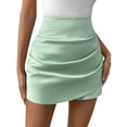 thumbnail image 2 of Kureaily Women's Ruched Wrap Asymmetrical Hem Skort High Waist Casual Shorts, 2 of 4