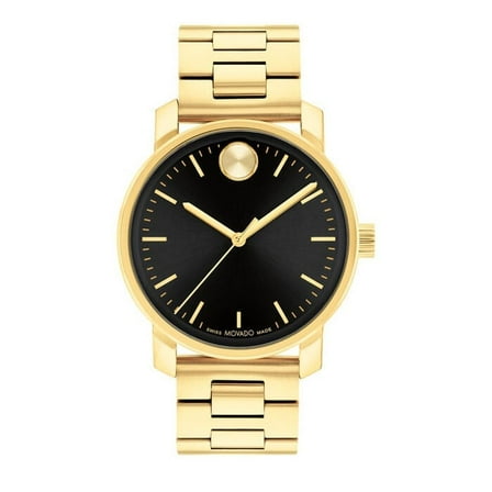 Movado Trand Men's Gold Tone Black Dial Swiss Quartz Watch 3601239
