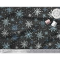 thumbnail image 3 of Soimoi Black Poly Georgette Fabric Snow Flakes & Star Print Fabric by the Yard 42 Inch Wide, 3 of 3