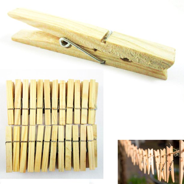 160 Wood Wooden 2 3/4" Inch Large Spring Clothespins Laundry Clothes