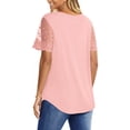 thumbnail image 5 of UVN Womens Summer Tops V Neck Lace Short Sleeve Shirts Casual Curved Hem Loose Fit Blouses, 5 of 9