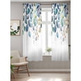 thumbnail image 2 of Blue Teal Botanical Curtains 63 Inch Length, Sheer Curtains for Bedroom Living Room Window Weeping Fall Eucalyptus Leaves Rod Pocket Voile Drapes Kitchen Curtains Small Half Window 42"x63" 2 Panels, 2 of 6