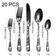 thumbnail image 3 of 20-Piece Bizarre Flatware Set, Gothic Skull Silverware Set for 4, Skeleton Flower Unique Pattern Design, Knives/Forks/Spoons Cutlery Set Halloween Event Tableware Utensils, 3 of 7