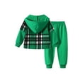 thumbnail image 2 of Fdqin Boys Outfit Sets 2Pcs Flannel Plaid Shirt and Pants Set Hoodie Sweatsuit for Fall Winter Spring Kids Clothes Green 7-8 Years, 2 of 6