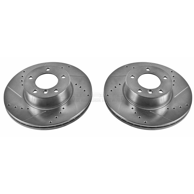 Power Stop Rotor de Frein EBR858XPR Évolution TRU-CAST; Percé et Rainuré; Fonte Plaquée Zinc Argent; Ensemble de 2