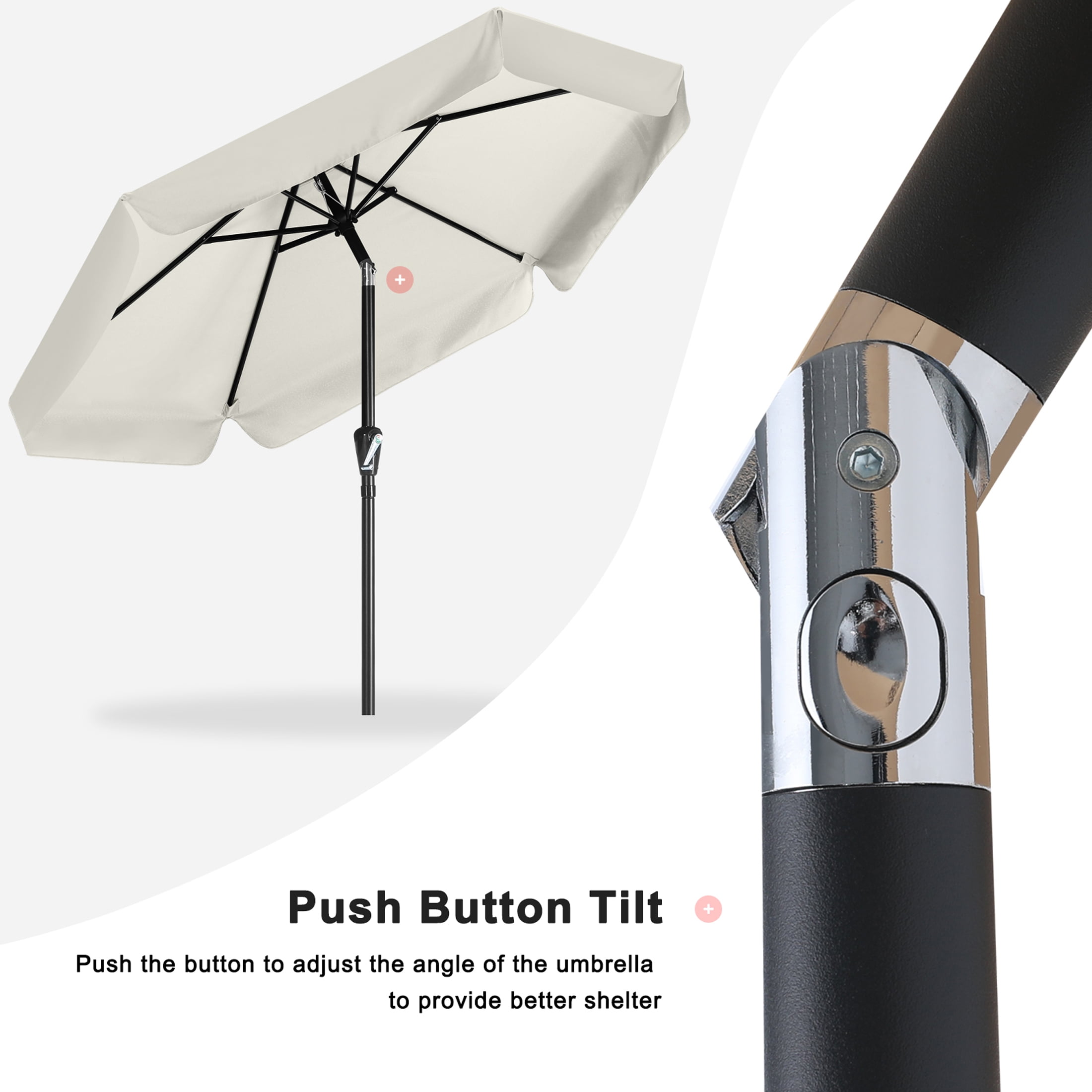 MASTERCANOPY 7.5ft Patio Market Umbrella with Valance, Tilt and Crank, Light Beige