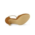 thumbnail image 5 of BLISSFUL STEP Women's Shoes Round Toe Stiletto Heel T-Strap Sandals Brown 6.5, 5 of 7