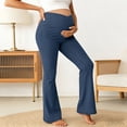 thumbnail image 2 of Gyujnb Cross V Waist Maternity Bootcut Jeans Stretch Denim High Waist Belly Support Slim Flared Pregnancy Daily Trousers,L, 2 of 5