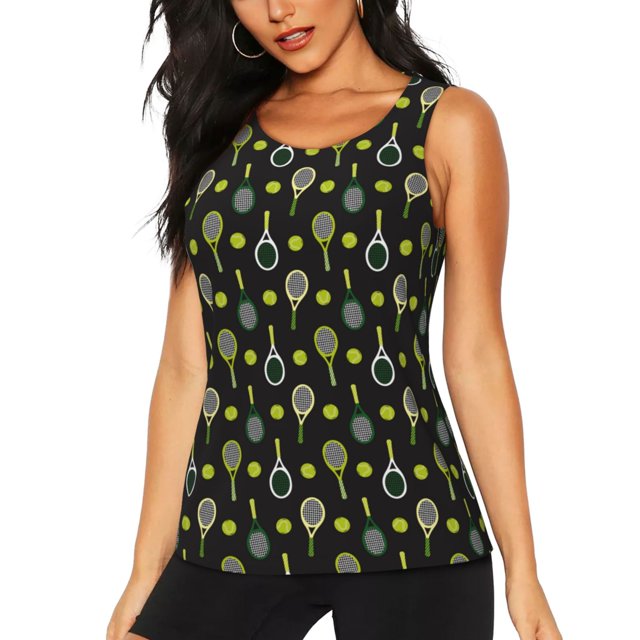 Fotbe Tennis Rackets Blusas Sin Mangas para Mujer – Estilo Casual, Corte Suelto, Slim-Fit, Cuello Redondo Deportivo, Tops de Verano para Gimnasio y Yoga-Large