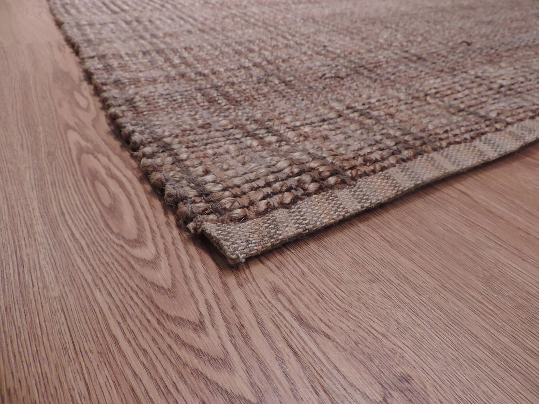 LR Home Natalie Cere Natural/Rust Grid Transitional Jute Blend Area Rug, 5' x 7'9"