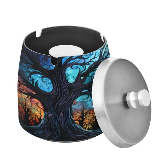 ALAZA Cigar Ashtray with Lid Blue with Tree Ash Tray for Cigarettes Smokeless Ashtrays