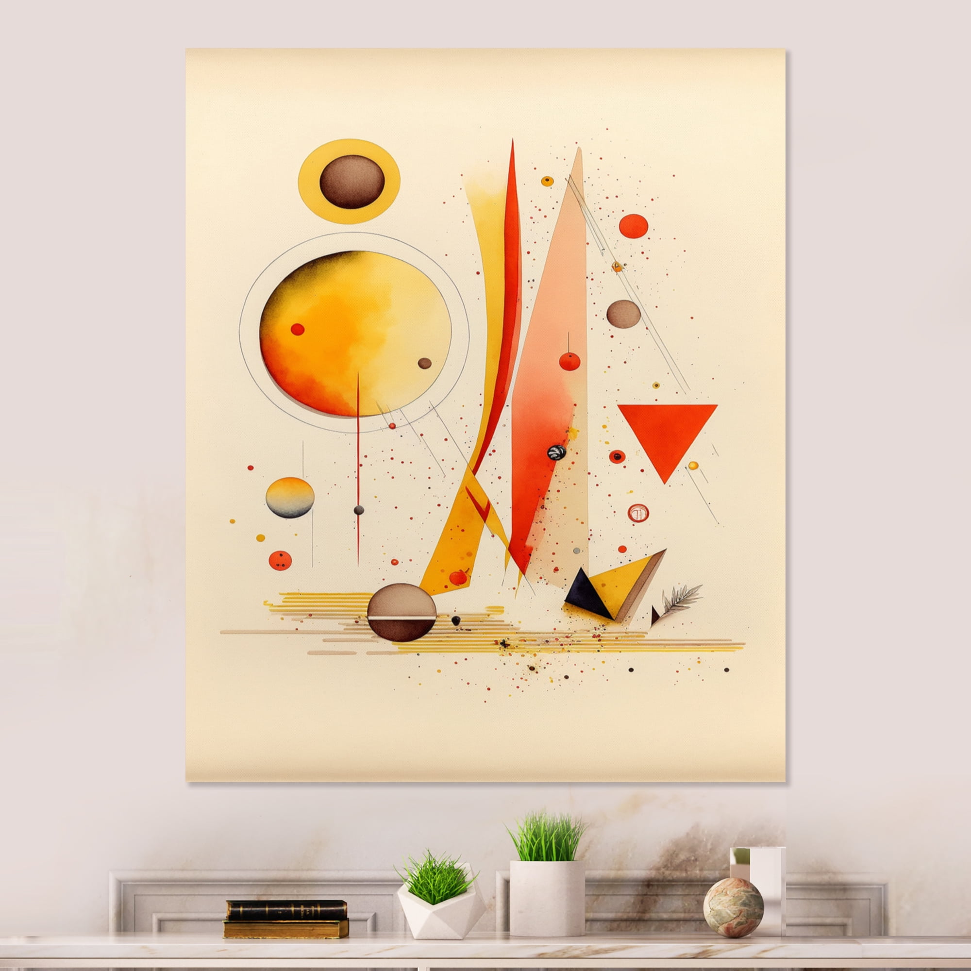 Designart Orange And Yellow Geometric Abstract I Canvas Wall Art