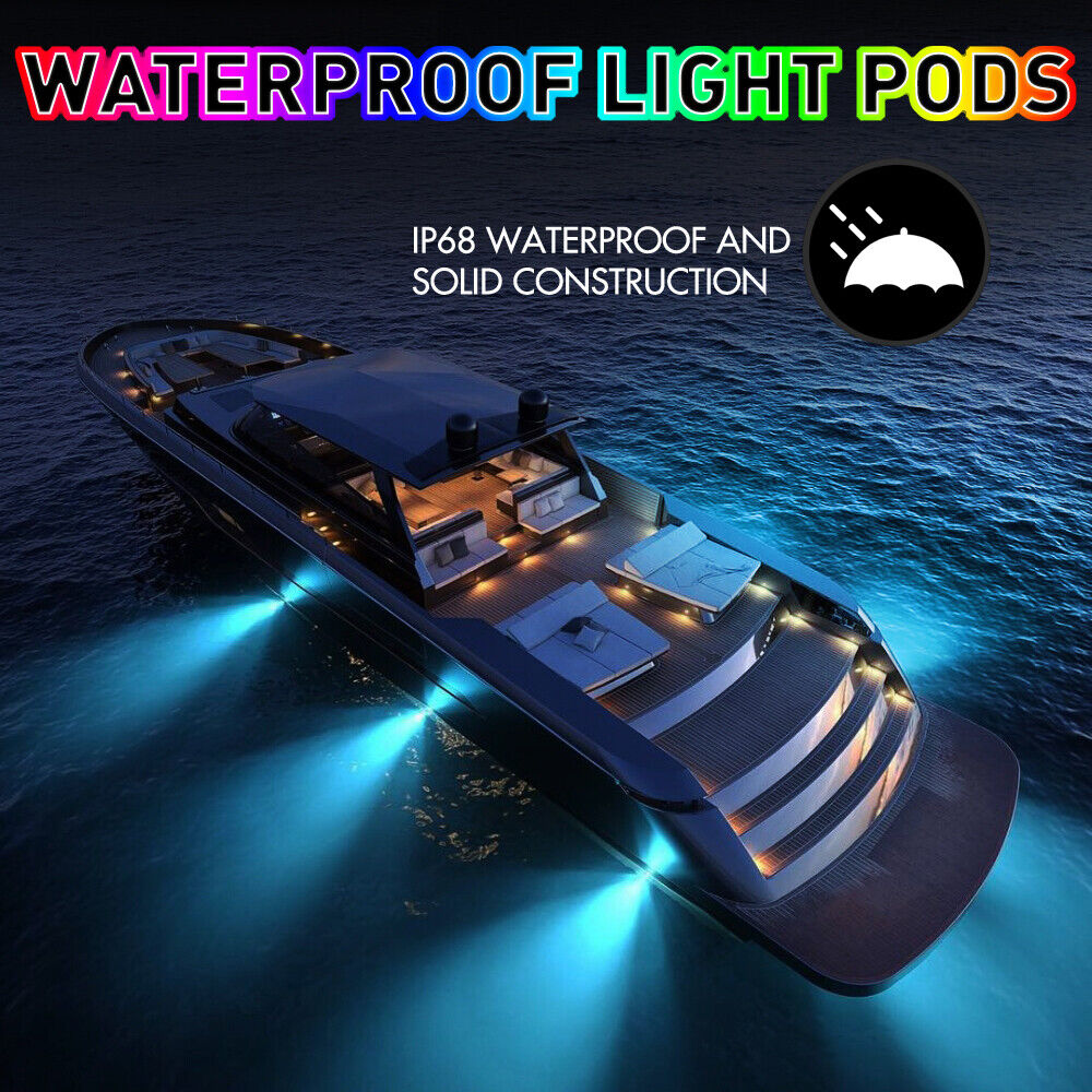 8 Pods RGB LED Rock Light Kit Underbody Lights APP Bluetooth Controller  for Car Truck UTV Marine