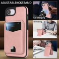 thumbnail image 5 of Compatible with Magsafe 2 in 1 Detachable for iPhone 16e Wallet Case with Card Holder Women Men, Magnetic PU Leather RFID Blocking Flip Kickstand Credit Slots,for iPhone 16e, Pink, 5 of 11
