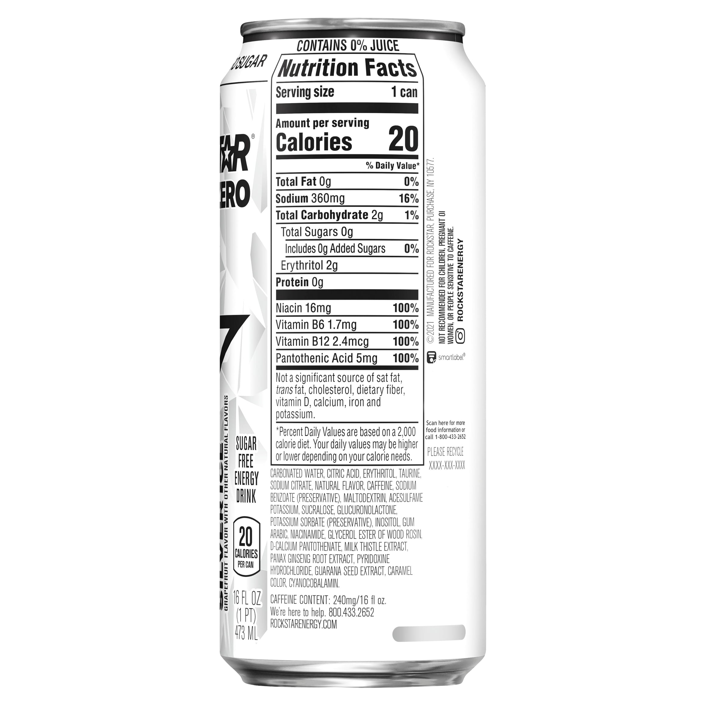 Rockstar Pure Zero Sugar Silver Ice Energy Drink, 16 oz Can – TracyCosmetic