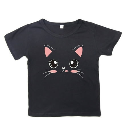 Coerni Girls Summer Loose Casual Trendy Cute Cat Printed Short Sleeve T Shirt Top T Shirt Long Sleeve Women