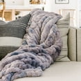 thumbnail image 4 of Minky Designs Blueberry Minky Blanket – Ultra Soft Faux Fur Throw Blanket for Couch, Bed & Home – Fluffy, Warm & Luxurious – Chic Collection (Large, 60x72), 4 of 6