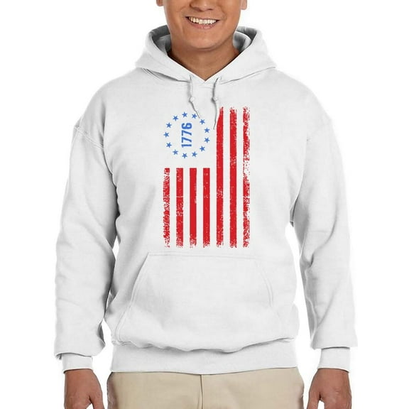Vintage 1776 Patriotic Flag Hoodie Men's