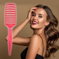 thumbnail image 3 of 1Pc Wide Curved Vented Hair Brush Detangle Brush for Tangles and Knots for Men and Women Rose Red, 3 of 7