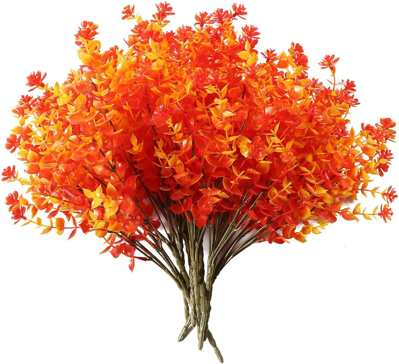Artificial Flowers Outdoor, 6 Bundles Artificial Plants UV Resistant Fake Plants for Outdoors Outside Front Porch Window Box Hanging Planter Decoration, Orange