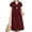 Red, variant on ZANZEA Women Short Sleeved Mid-Calf Dress V-Neck Dresses