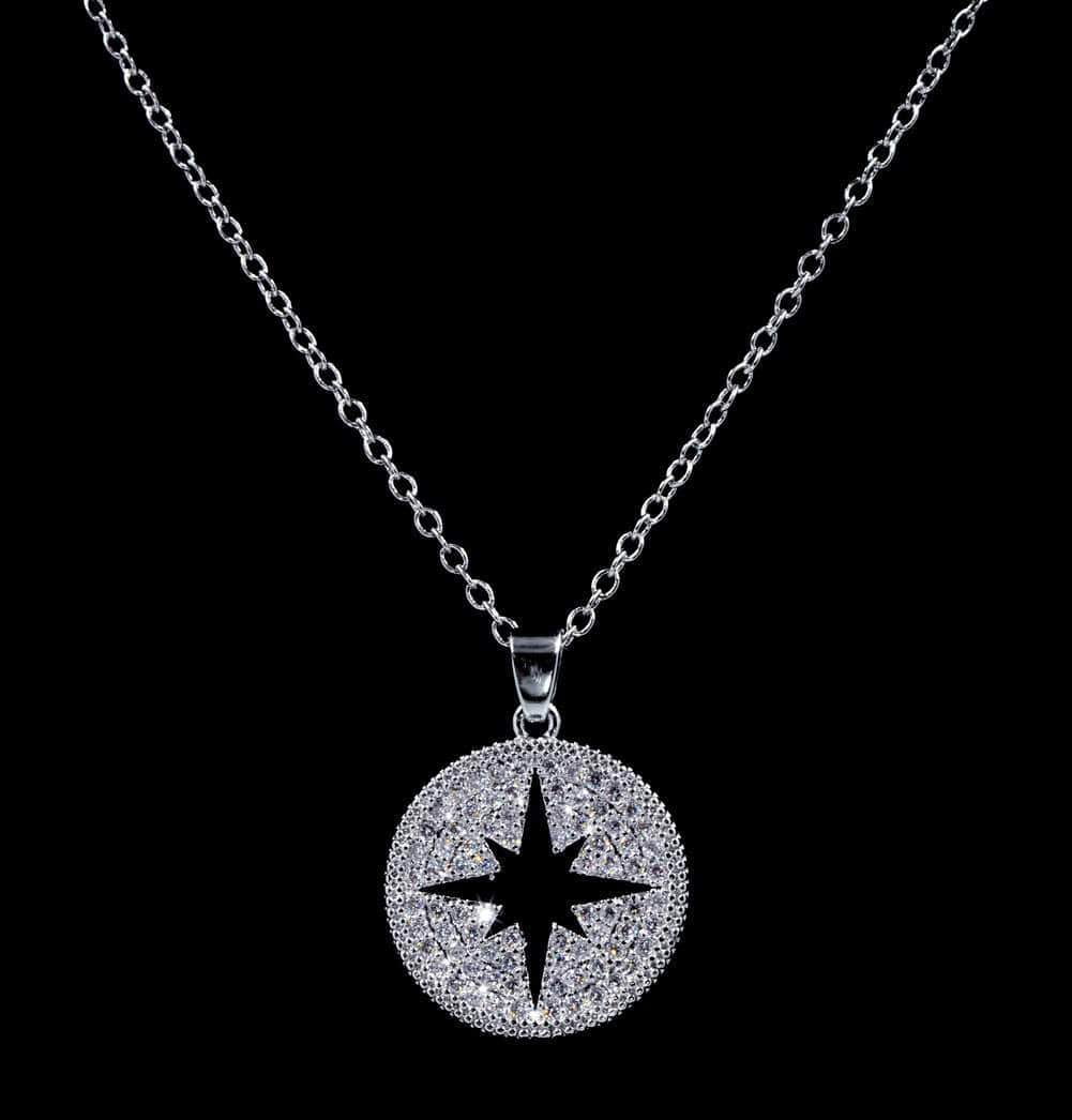 #16821 - Glittering CZ Northstar Medallion Necklace