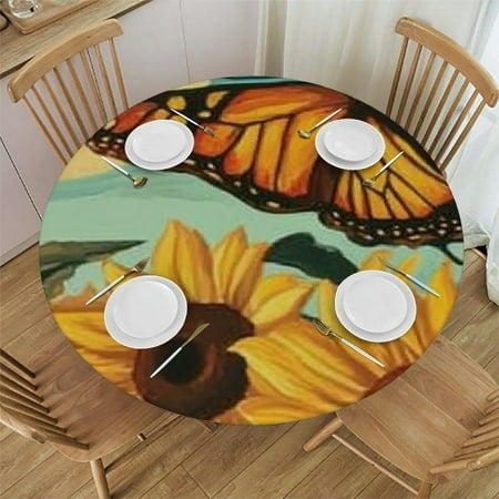 

Patifu Round Tablecloth 100% Polyester Stain-Resistant for Indoor Outdoor Dining Kitchen Farmhouse Picnic Camping Parties 38 -42