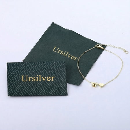 Ursilver Heart and Initial Q Anklet Dainty Minimalist Chain for Women Adjustable Length Personalized Letter Foot Jewelry Gift