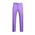 thumbnail image 1 of Pantalones de traje casuales con bolsillos y botones de color liso para hombre, 1 of 5