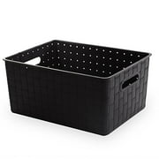 BINO Woven Plastic Storage Basket, Large (Black)
