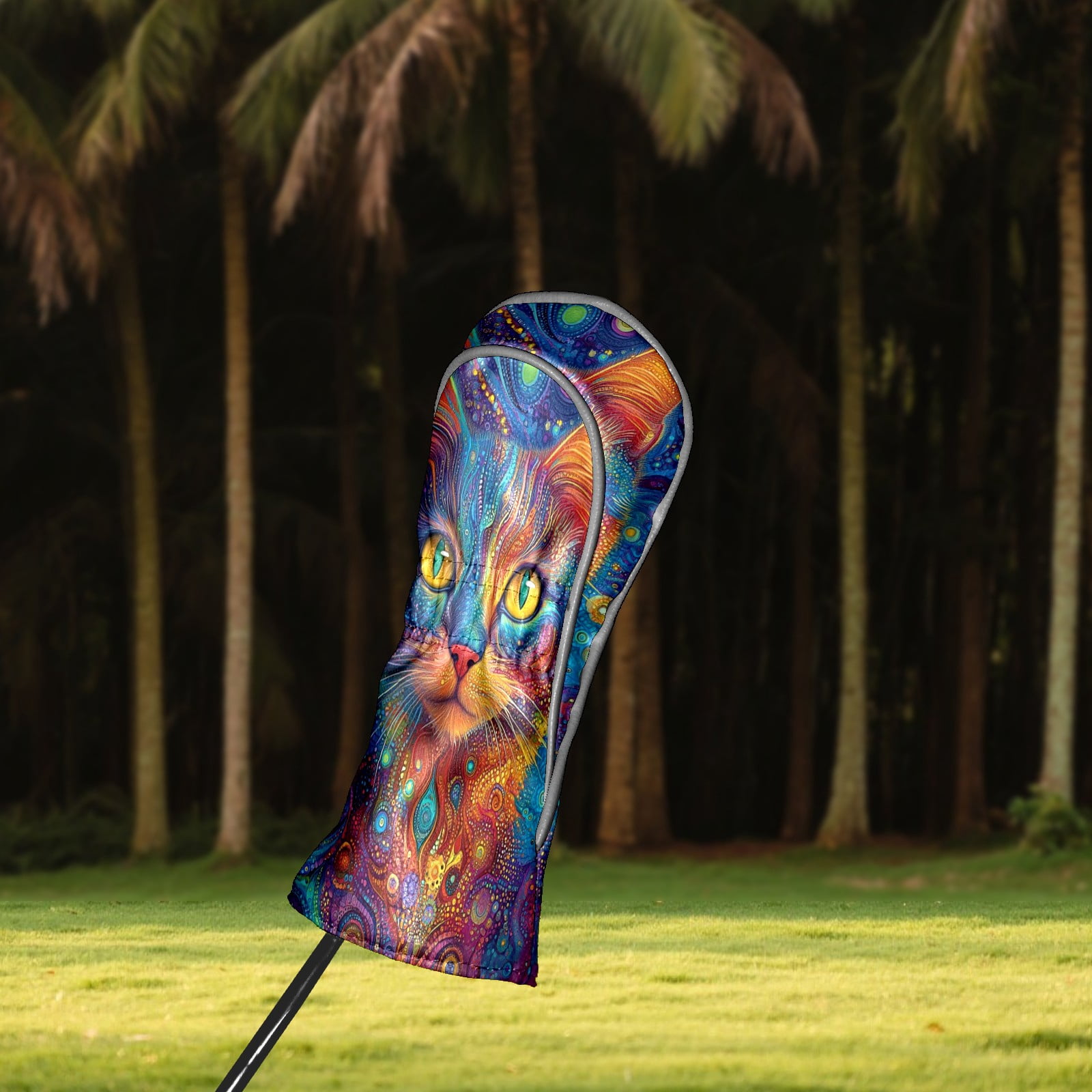 Golf Club Covers PU Leather Waterproof Head Covers for Fairway Woods Hybrids Beautiful Cat Unisex Fits Most Brands