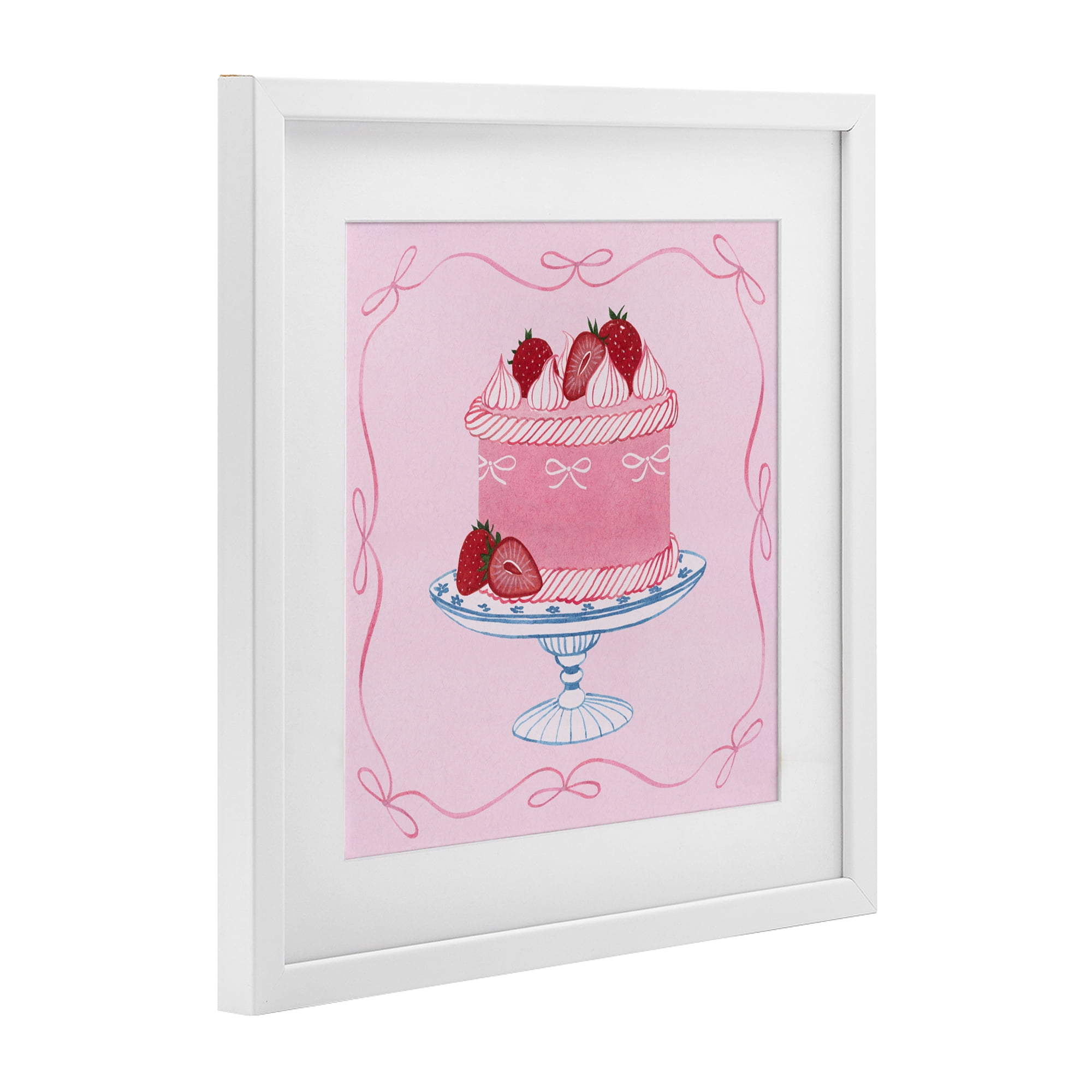 Stupell Industries Pink Strawberry Cake White Framed Print Under Glass, design by Grace Popp