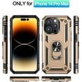 thumbnail image 3 of Phone Case for iPhone 14 Pro Max Case, [ Military Grade ] Shock-Absorption Bumper Cover Anti-Scratch Case with Ring Car Mount Kickstand for iPhone 14 Pro Max 6.7" - Gold, 3 of 12