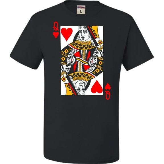 Go All Out Queen Of Hearts Playing Card Funny T-Shirt Mens/Women/Youth