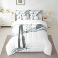 thumbnail image 2 of jejeloiu Skiing Sports 7-Piece Twin Bedding Sets,Snowboard Bedding Comforter Set,Gray White Sheet Sets For Boys Girls,Ultra Soft Home Decor Reversible, 2 of 8