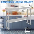 thumbnail image 2 of EDTara Stainless Steel Work Table, Commercial Kitchen Prep Table with Casters & Backsplash, Heavy-Duty Workstation for Restaurant, Bakery & Food Service, 2 of 8