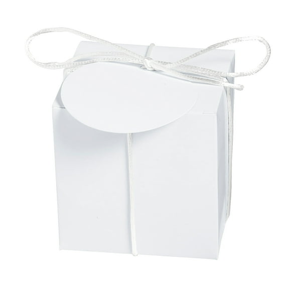Fun Express White Favor Boxes with Tie & Tag - 12 Pieces