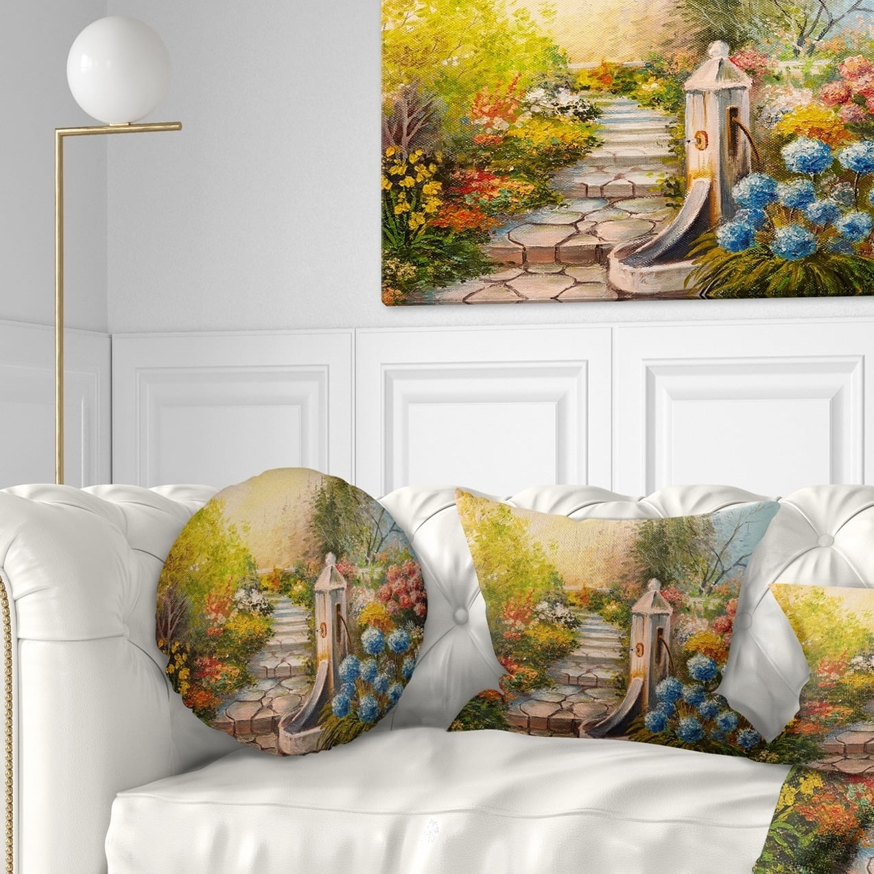 Design Art Designart Stone Stairs In Forest Landscape Painting Throw Pillow Walmart Com Walmart Com