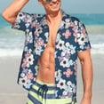 thumbnail image 5 of KLL Men's Hawaiian Shirt Short Sleeve Button Down Beach Shirts-Flowers, 5 of 5