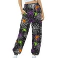 thumbnail image 5 of Cavosen Halloween Baggy Sweatpants for Women with Pockets Web Spider Print Wide Leg Pants Sweatpants Long Pants Casual Loose Drawstring Elastic Waist Ankle Length Trouser Joggor Festival S, 5 of 6
