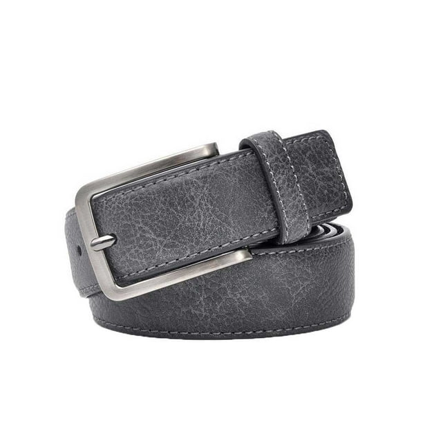 Qarigey Cinturón Cintura elástica Aleación de cuero de imitación Durable Clásico Cinturones simples Hombres Adultos Ropa Accesorios Trabajo en el Cinturones Gris 130cm Qarigey AP016448-14