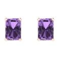thumbnail image 3 of 1 ct Push-Back Stud Earrings for Women | 6x4mm Emerald Cut Simulated Alexandrite | 18K Rose Gold, 3 of 5