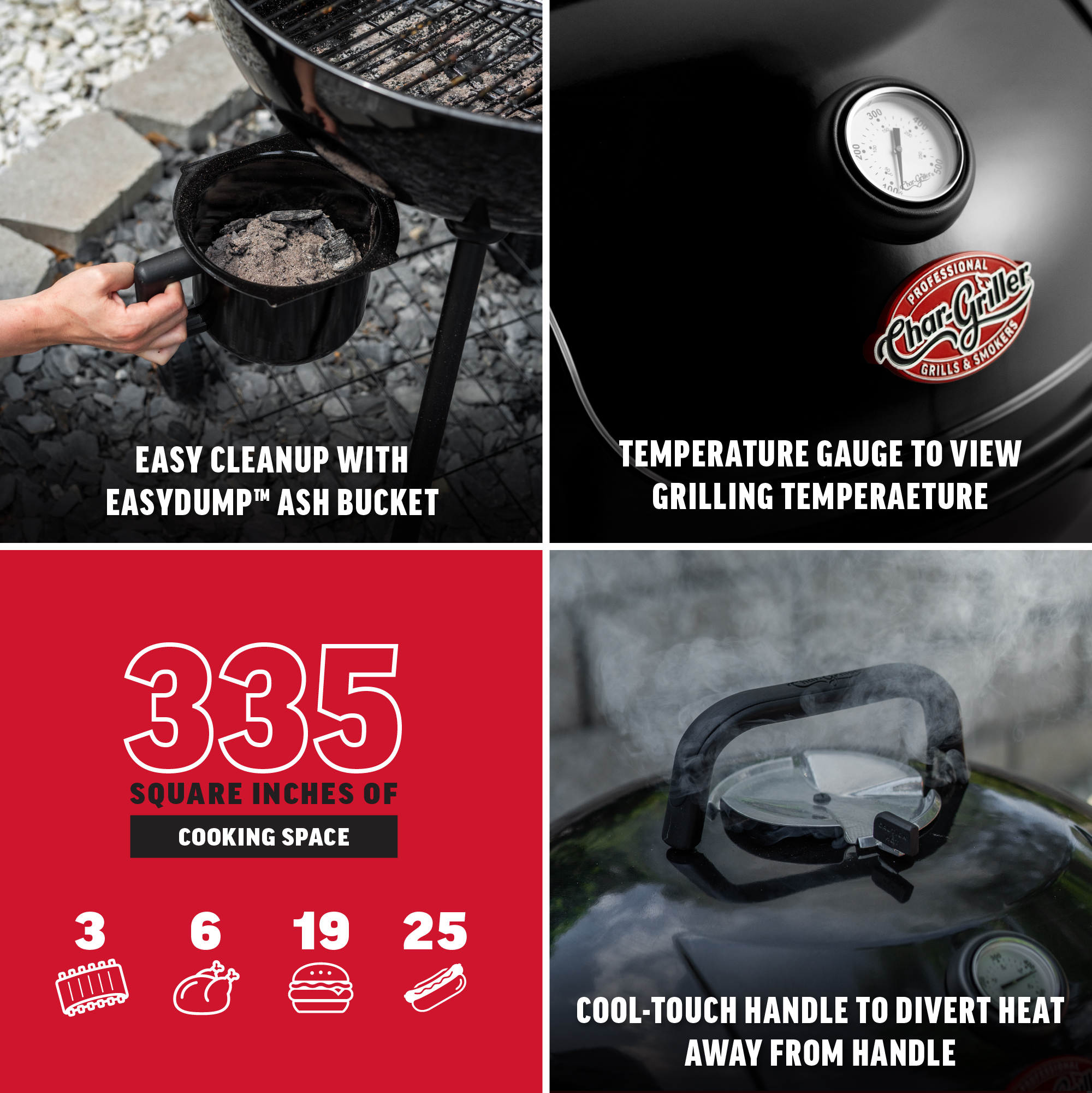 Char-Griller 22-Inch Kettle Charcoal Grill, Black photo 5