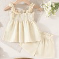 thumbnail image 6 of TOWED22 Toddler Baby Summer Clothing Sets 2 Piece Sleeveless Tank Tops and Elastic Waist Shorts Outfits Clothes(Beige,12-18 M), 6 of 6