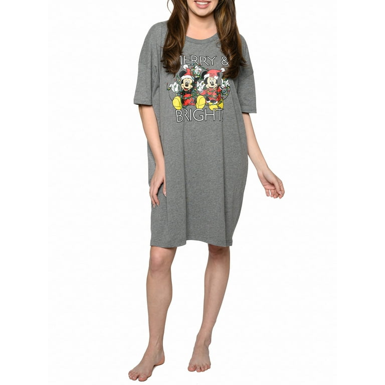 Women s Disney Christmas Mickey Minnie Mouse Sleep Shirt Pajama Dorm Shirt