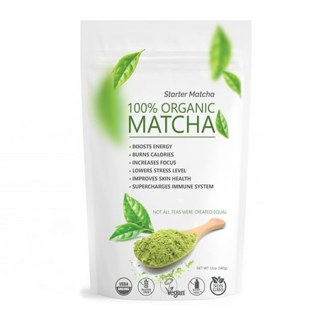 Powder Green Tea - Pure Matcha Green Tea Powder 100% Organic Culinary Grade for Cooking Baking and Healthy Smoothies 12oz