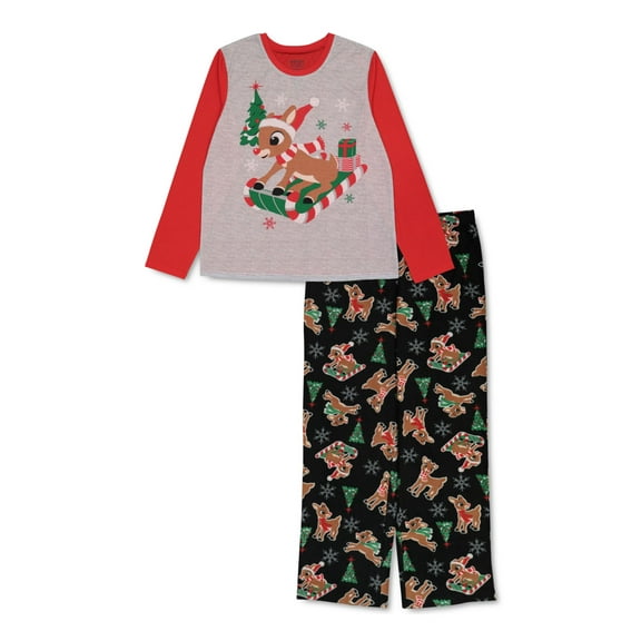 HYBRID APPAREL Sets Gray Elastic Band Graphic Long Sleeve Crew Neck Straight leg Everyday Size S