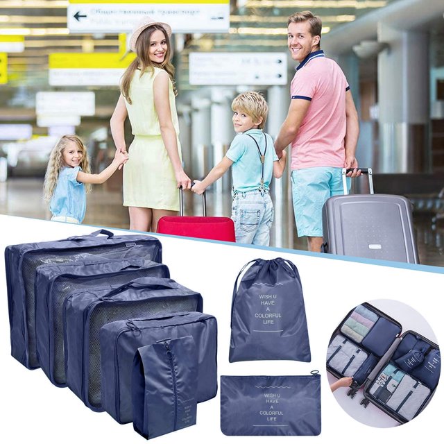 Packing Cubes For Travel 7Pcs Travel Cubes Set Foldable Suitcase Organizer Lightweight Luggage Storage Bag